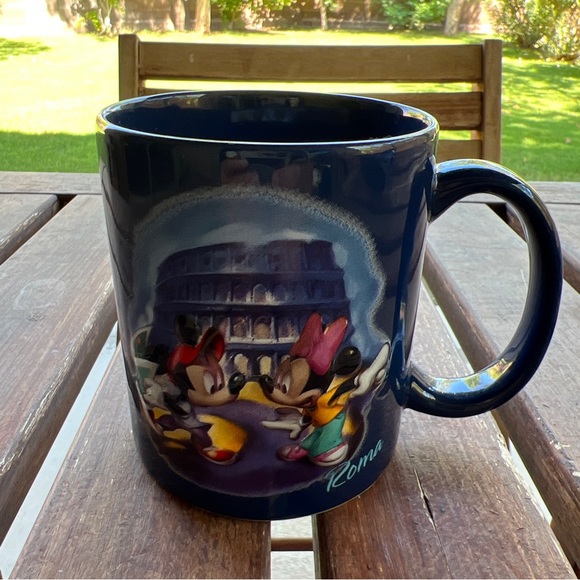 Disney Store Rome Roma Colosseum Mickey Mouse & Minnie Mouse 3D Ceramic Mug Blue - Picture 11 of 14